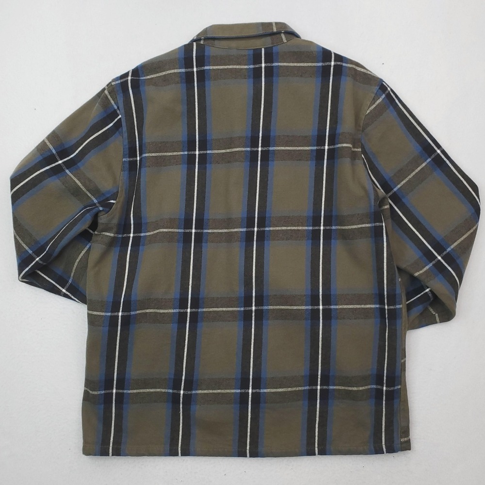 RVCA Shirt Jacket Mens Large Green Blue Plaid Lined Flannel Shacket Button Front - Picture 7 of 12